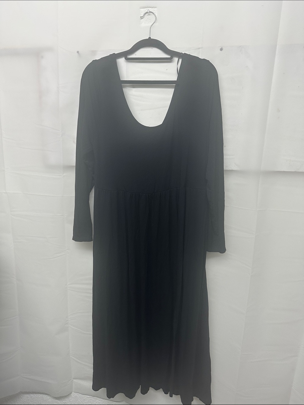 a new day Black Long Sleeve Midi Scoop-Neck Dress